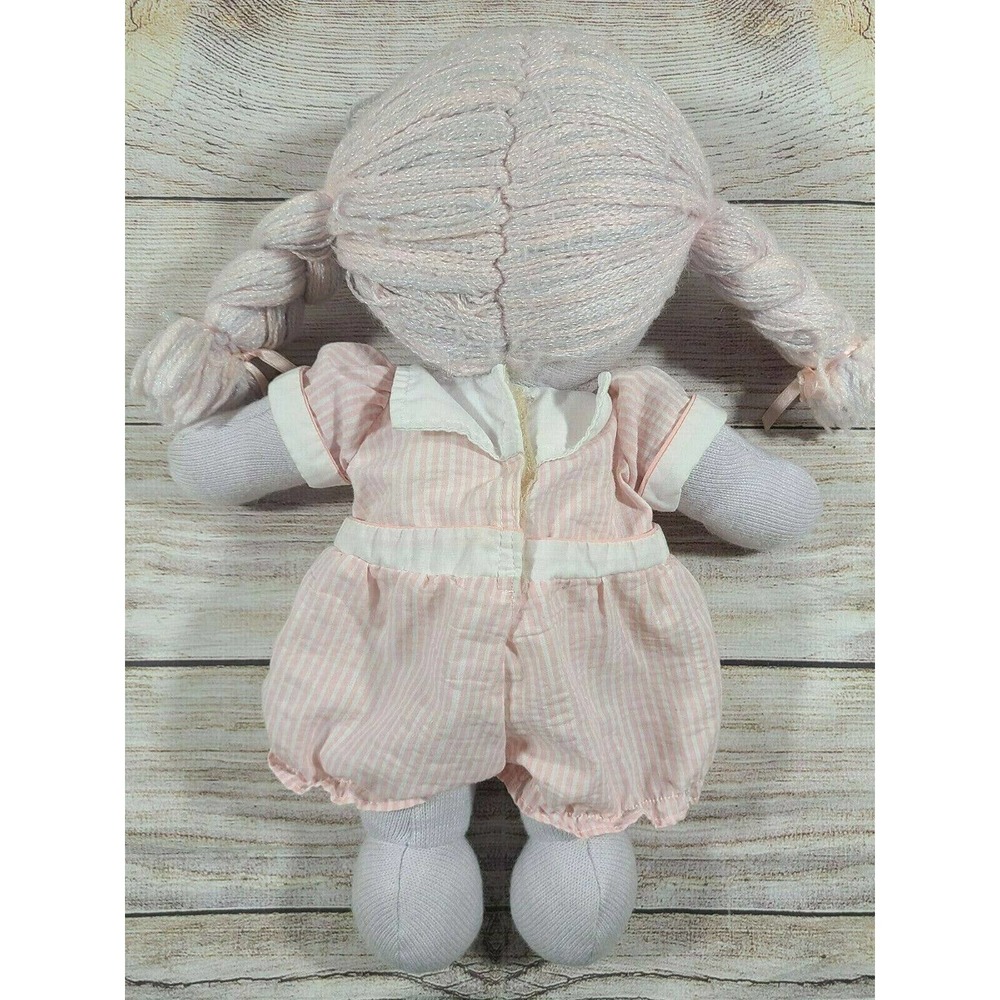 Vintage Playskool Grandmas Marshmallow Baby Cloth Doll + Outfit Braids 1986 16" - Picture 2 of 7